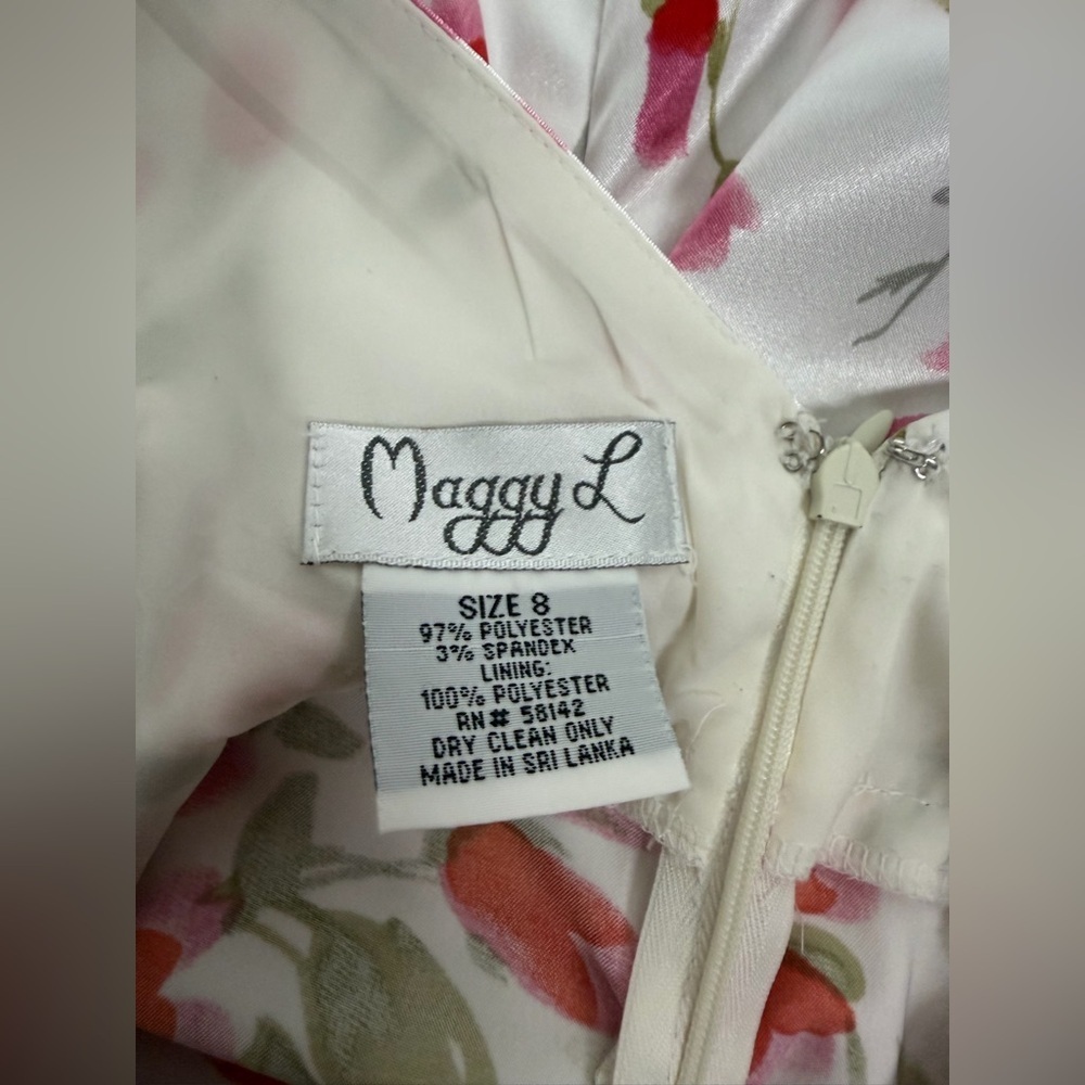 Maggy L Satin Floral Dress in Red and Green size 8 - Picture 2 of 5